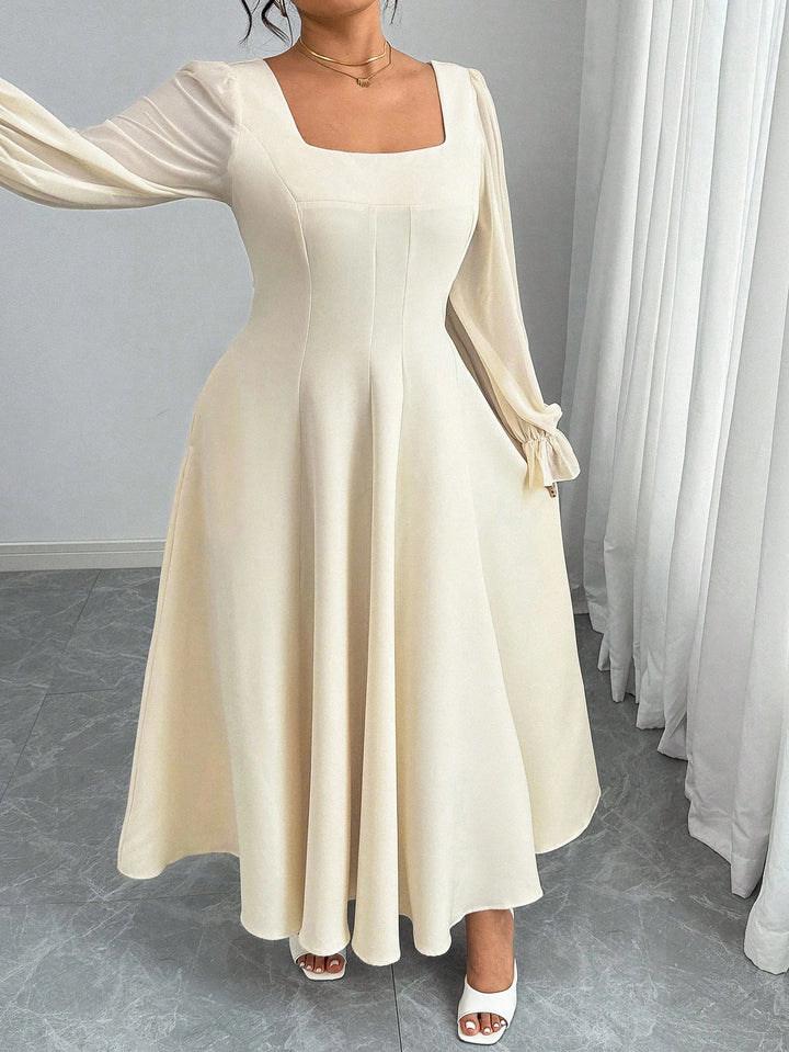 Rochie maxi Shein Curve+, crem