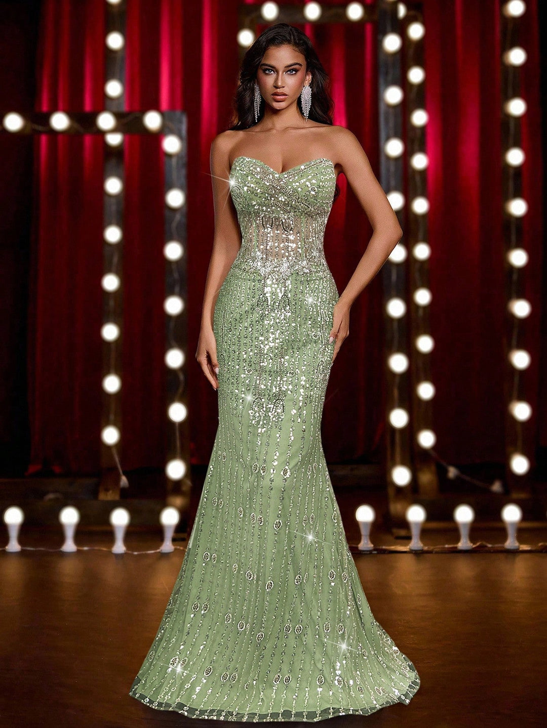 Rochie de ocazie SHEIN, verde