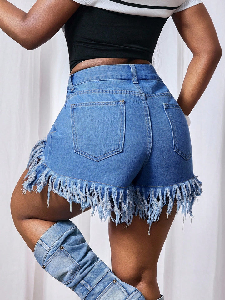 Pantaloni scurți de blugi SHEIN, albastru