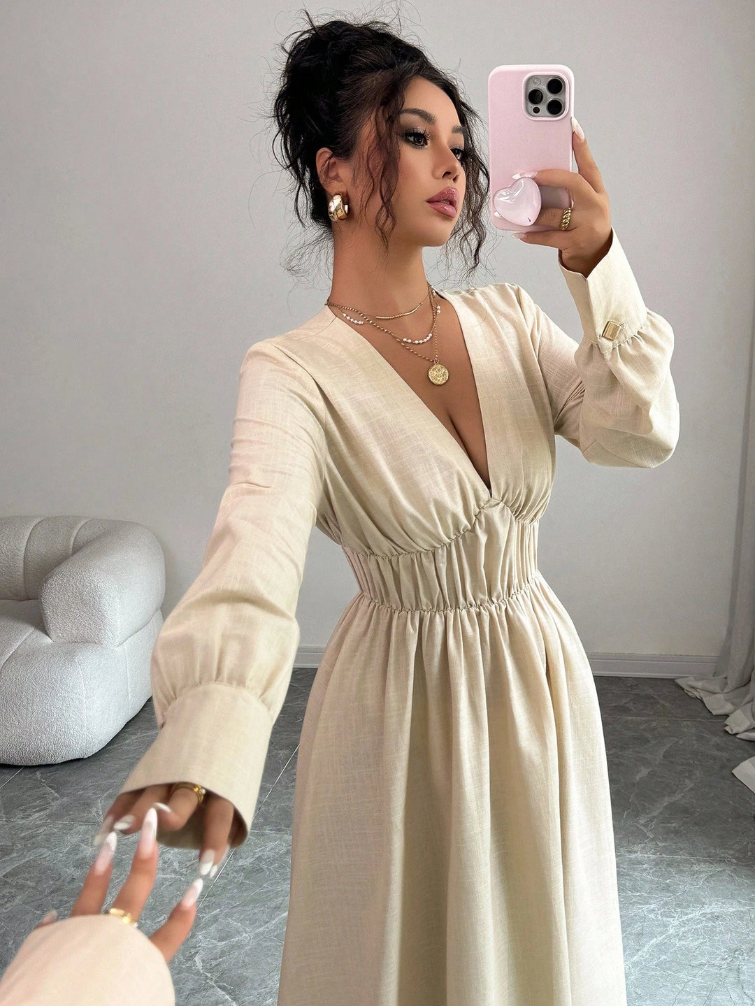 Rochie midi SHEIN, bej