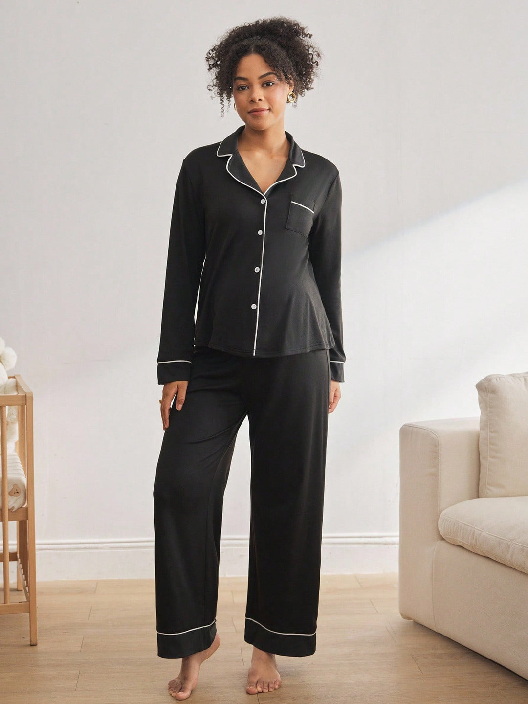 Compleu pijamale  SHEIN, negru