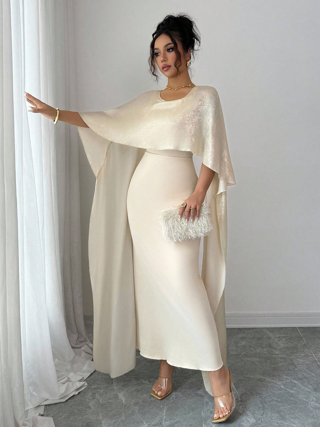 Rochie maxi SHEIN, crem