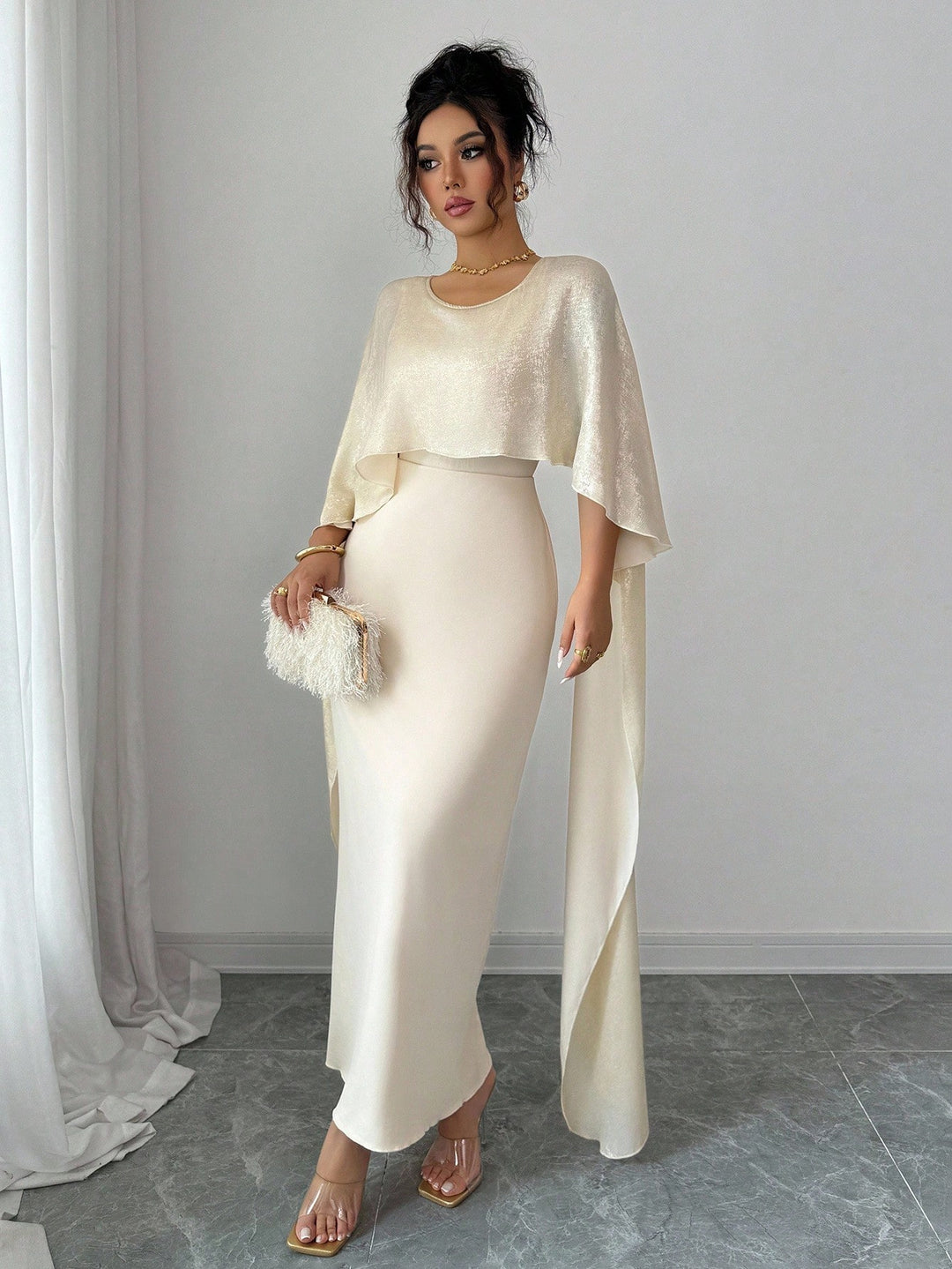 Rochie maxi SHEIN, crem
