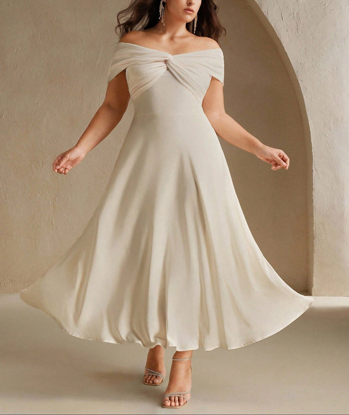 Rochie maxi Shein Curve+, crem
