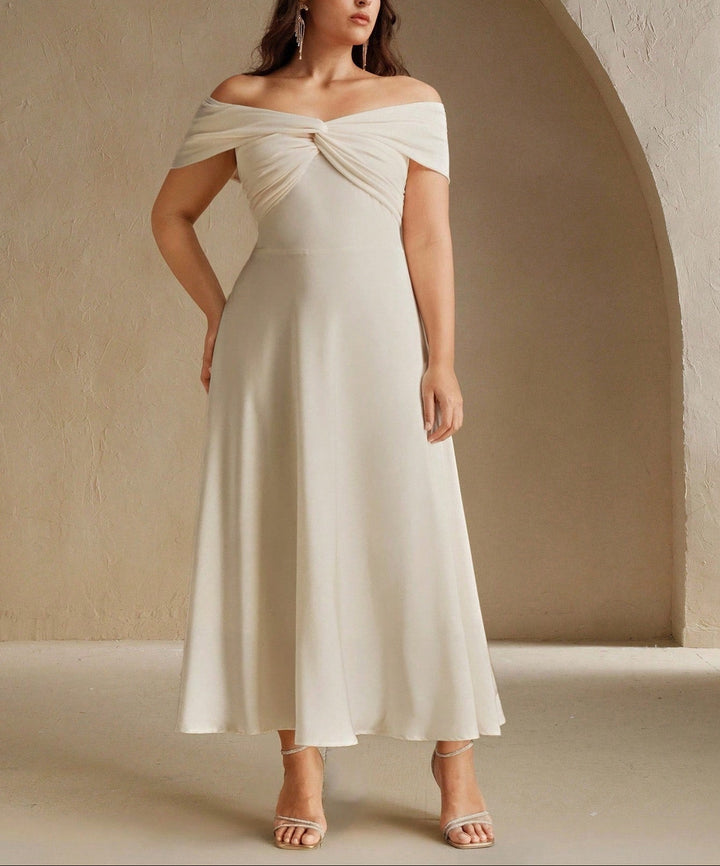 Rochie maxi Shein Curve+, crem