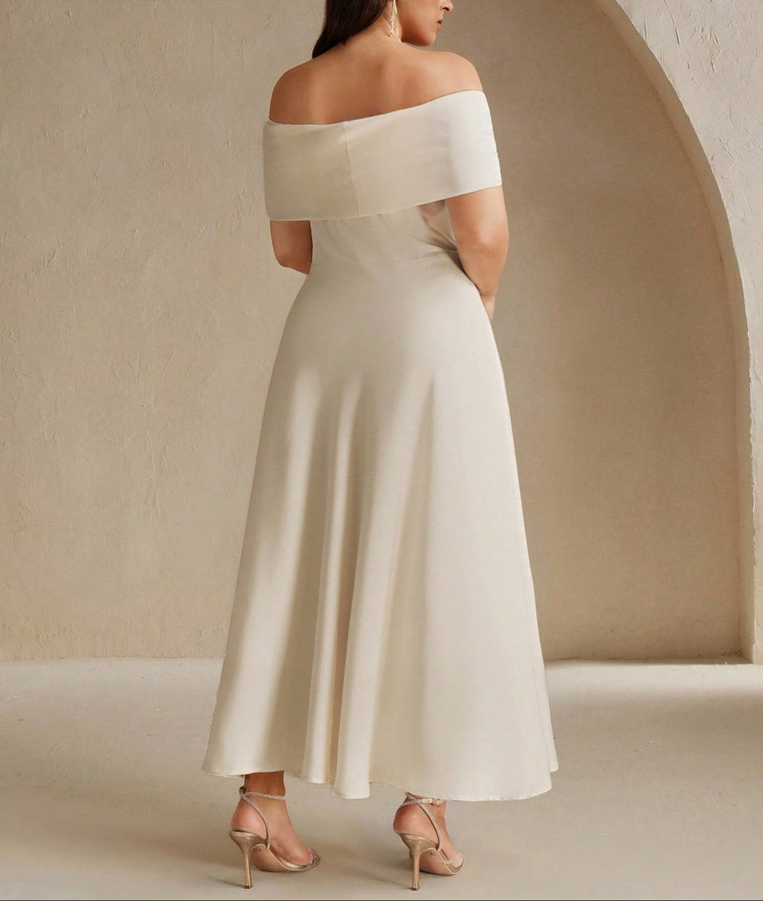 Rochie maxi Shein Curve+, crem