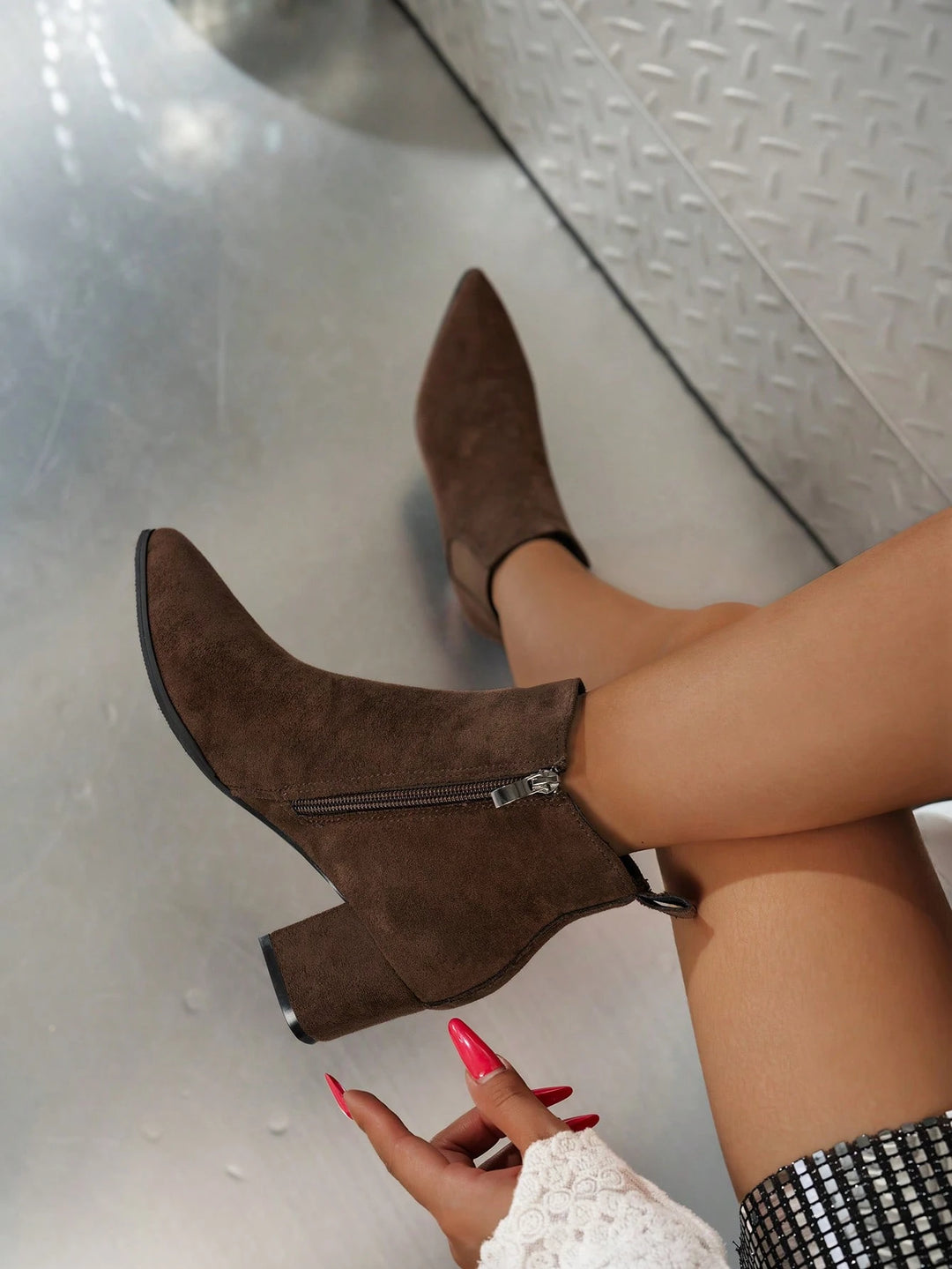 Botine SHEIN, maro