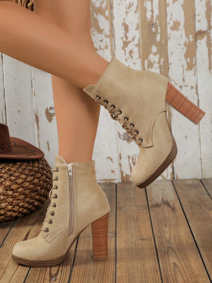 Botine cu toc SHEIN, bej