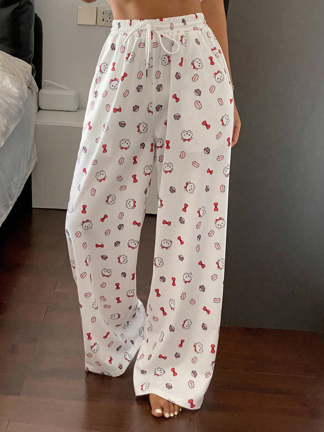Pantaloni de pijama Dazy by Shein, alb