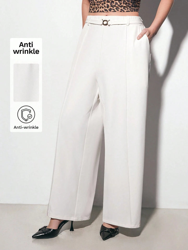 Pantaloni Shein Curve+, crem