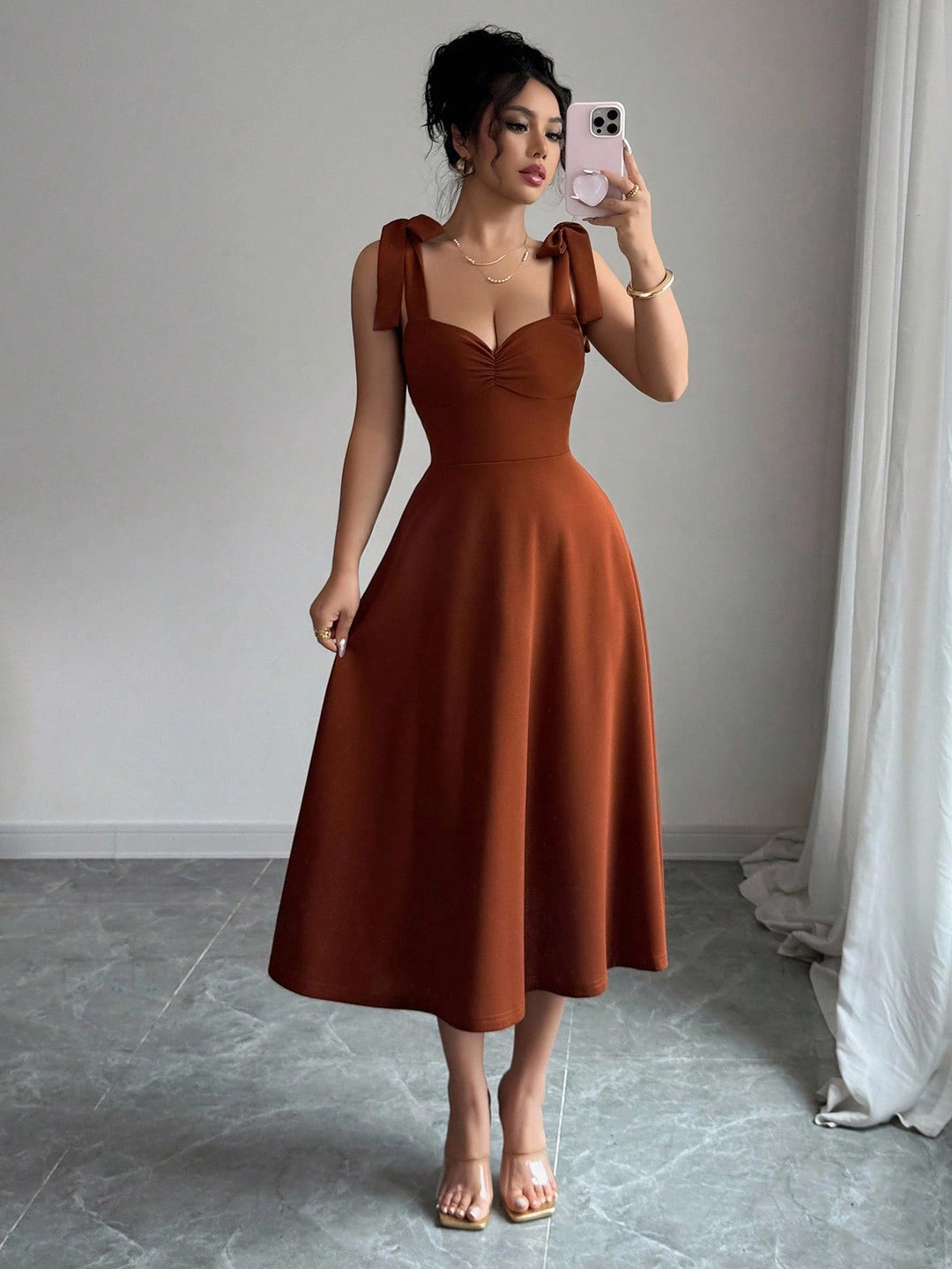 Rochie midi SHEIN, maro
