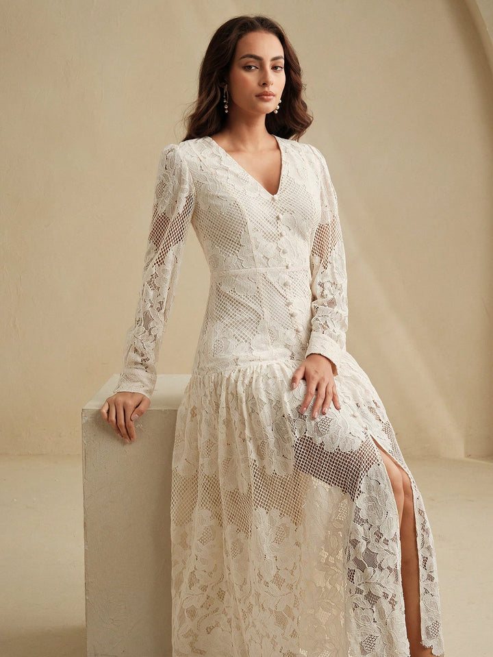 Rochie maxi SHEIN, crem