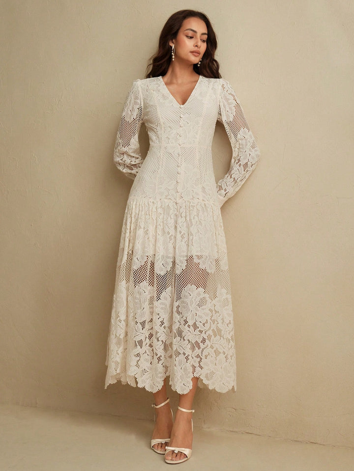Rochie maxi SHEIN, crem