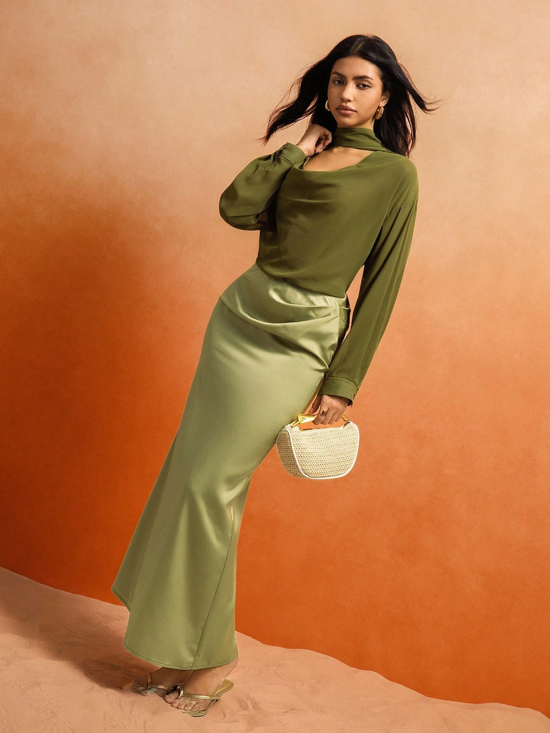 Bluză casual SHEIN, verde