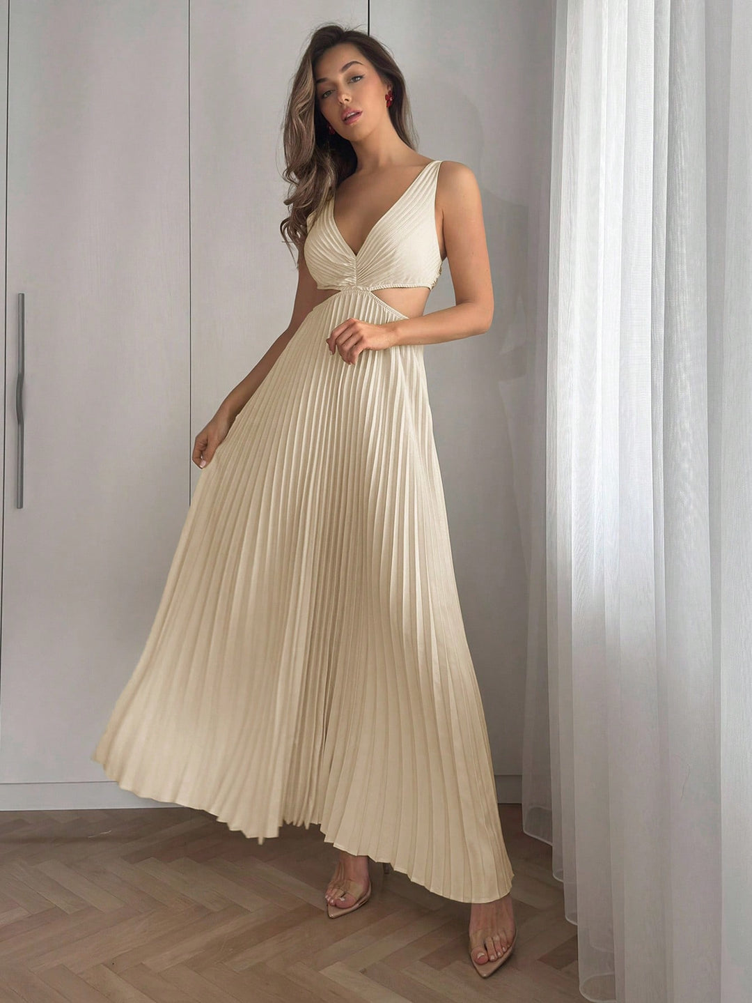 Rochie maxi SHEIN, crem