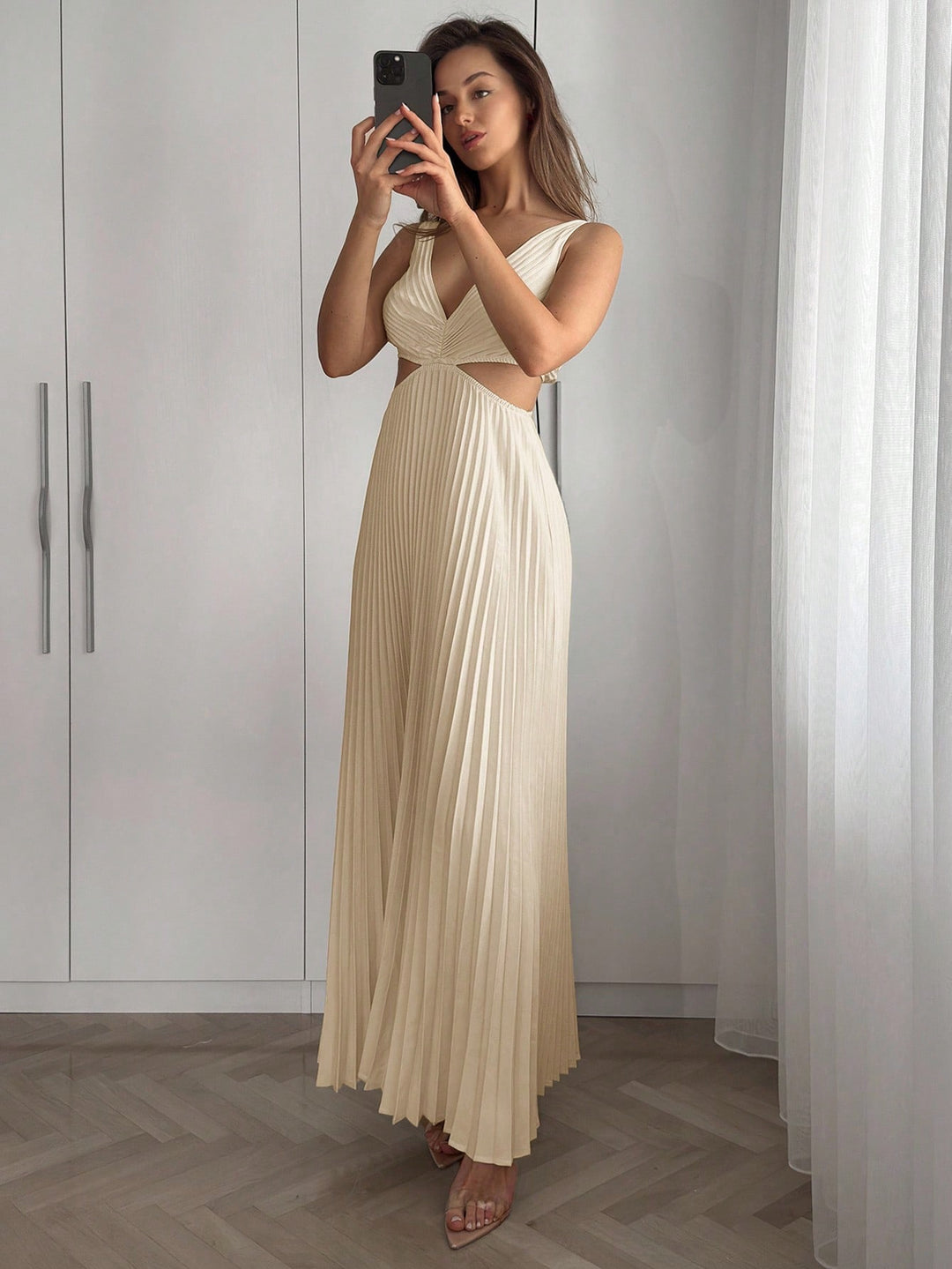 Rochie maxi SHEIN, crem