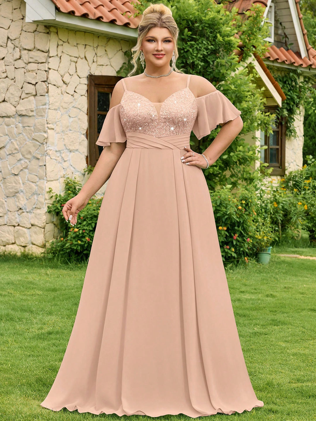 Rochie de ocazie SHEIN, crem