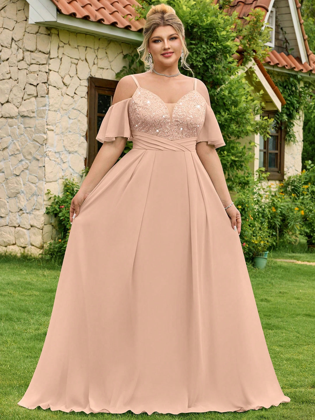 Rochie de ocazie SHEIN, crem