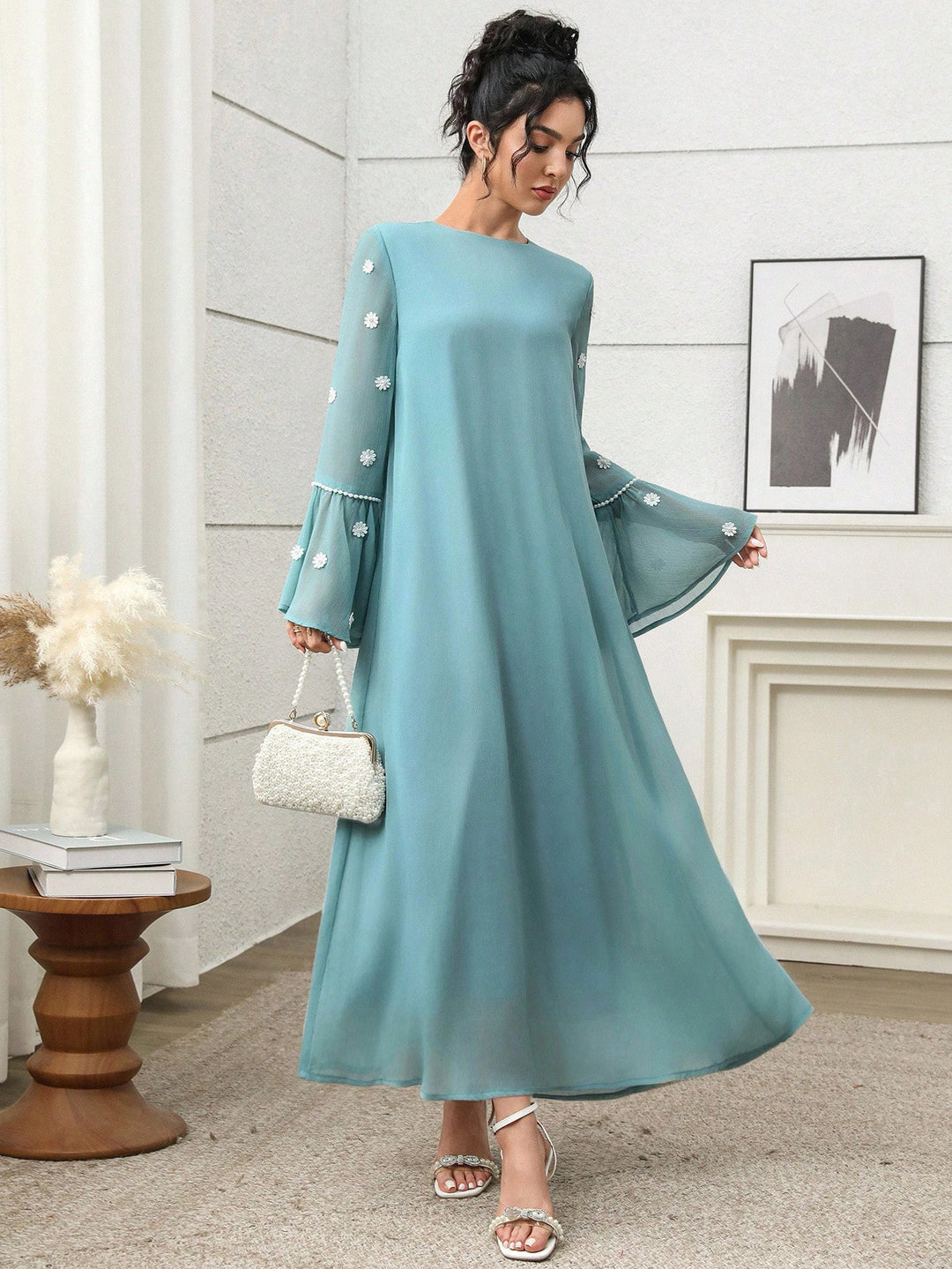 Set caftan și jalabiya SHEIN, albastru