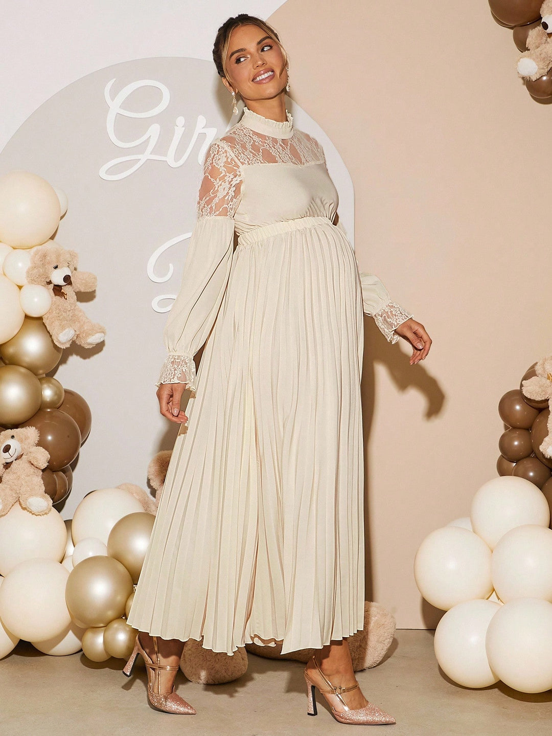 Rochie maxi SHEIN, crem
