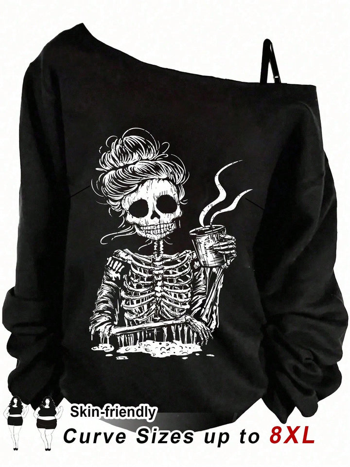 Shein Curve+ blúz, fekete