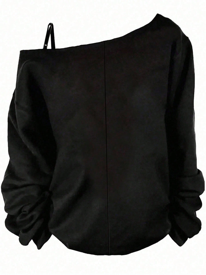 Shein Curve+ blúz, fekete