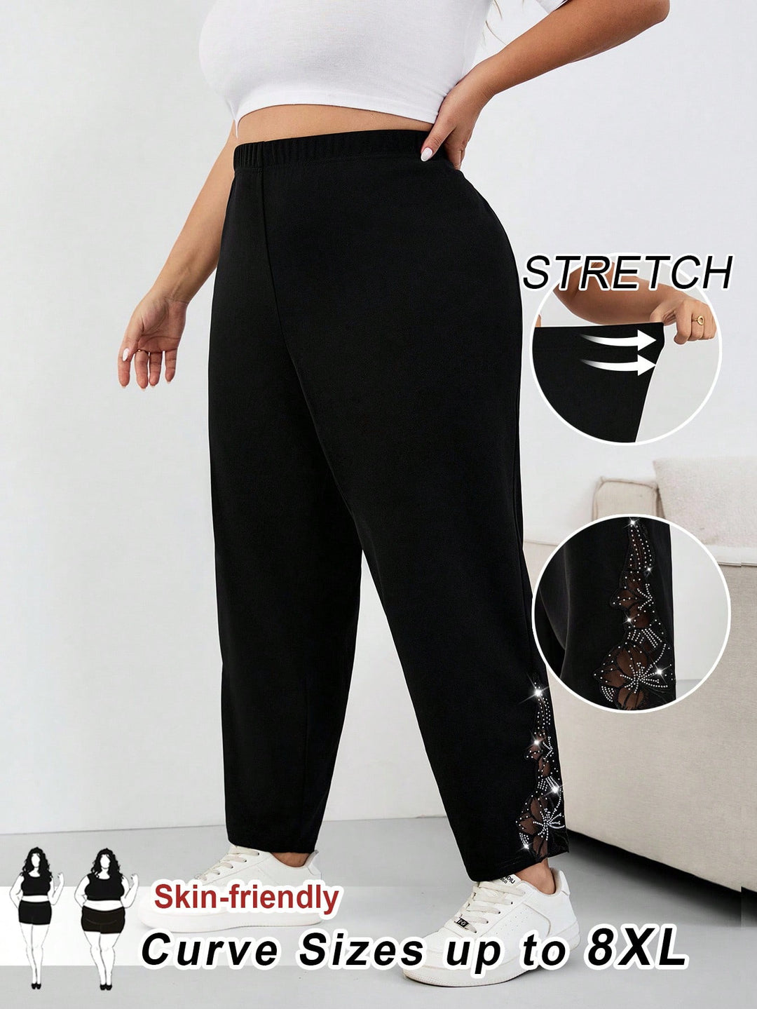 Pantaloni Shein Curve+, negru