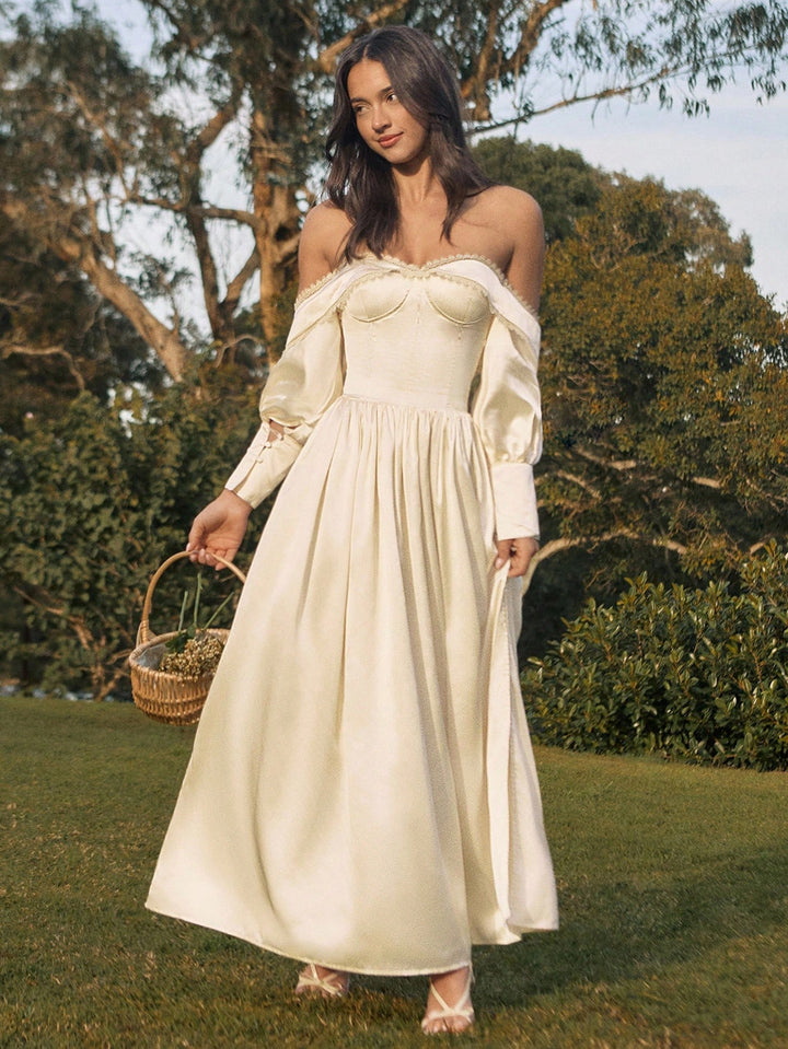 Rochie maxi SHEIN, crem