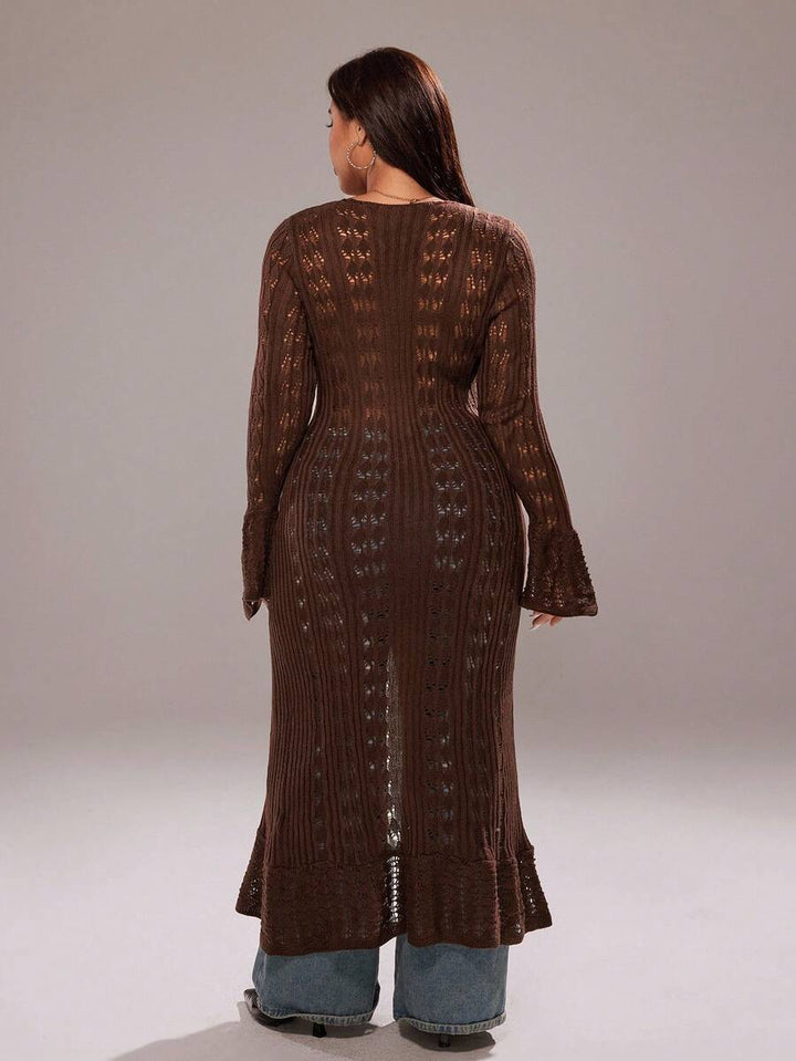 Cardigan lung SHEIN, maro