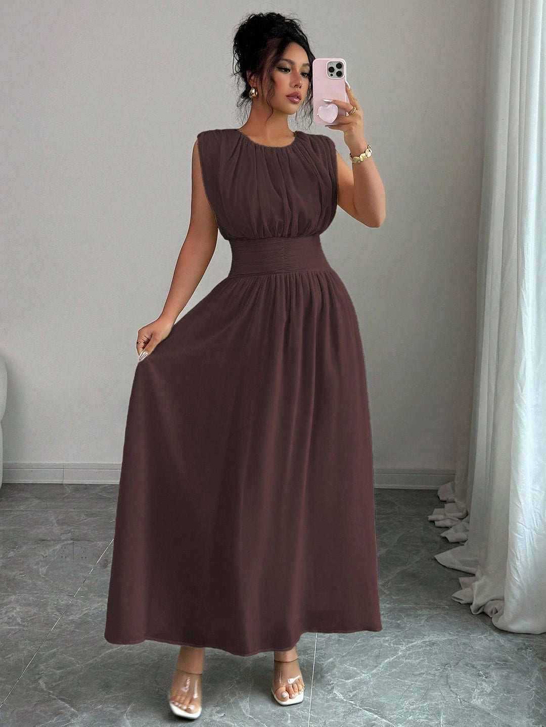 Rochie maxi SHEIN, maro