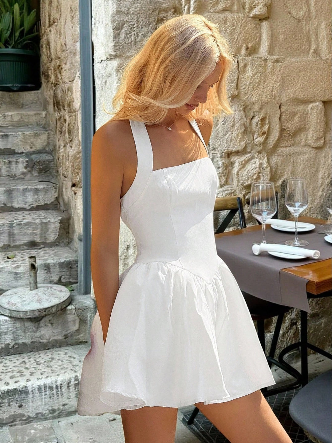Rochie mini SHEIN, alb