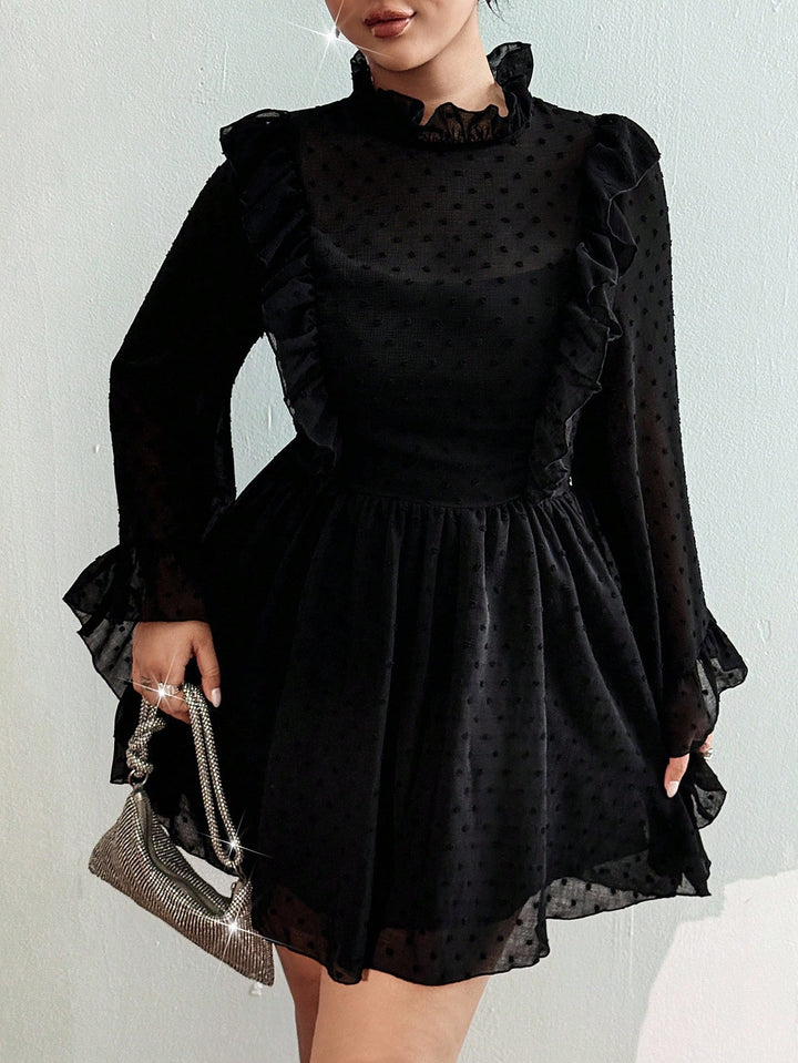 Shein Curve+ mini ruha, fekete