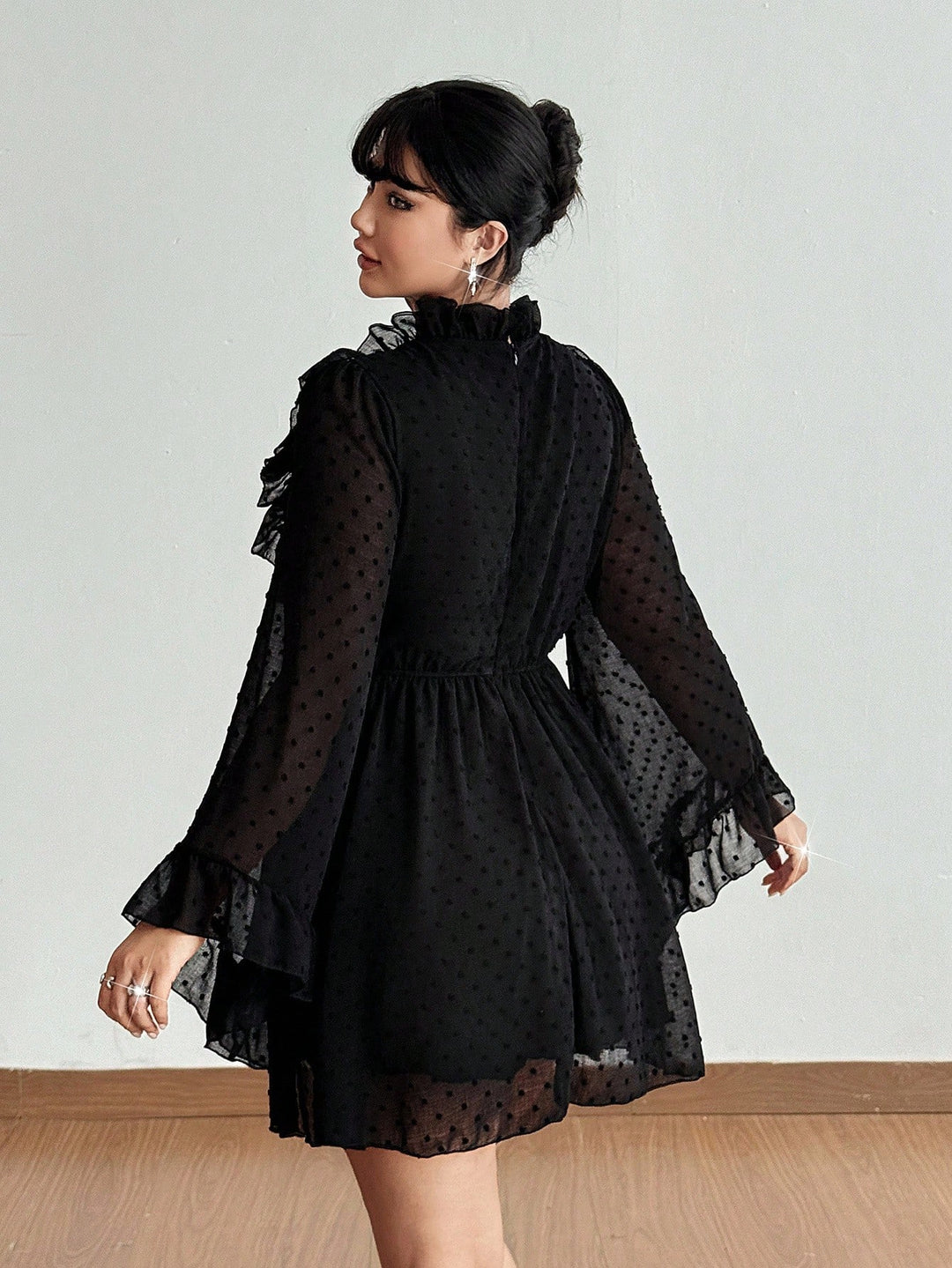 Shein Curve+ mini ruha, fekete