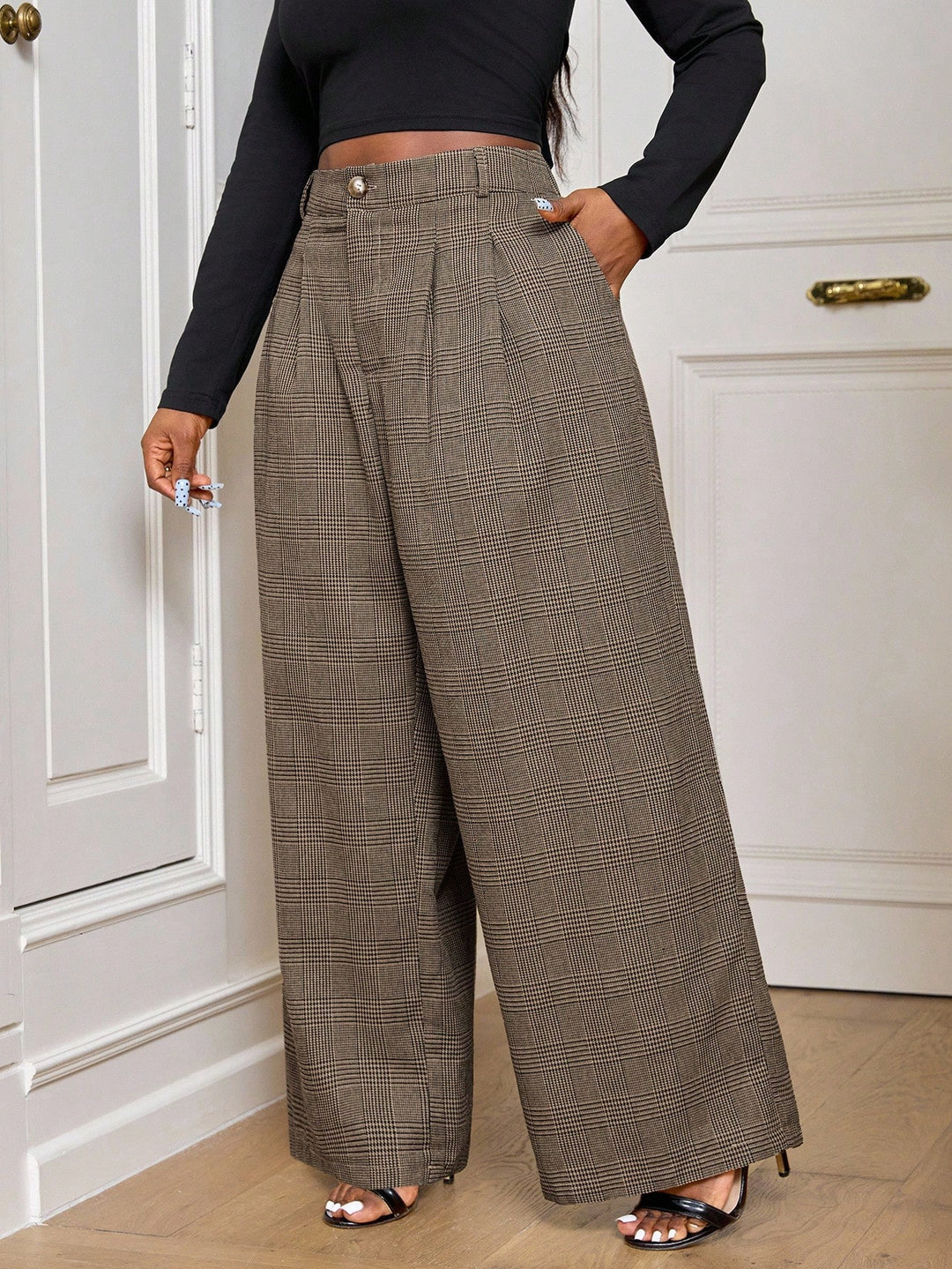 Pantalon de costum SHEIN, maro