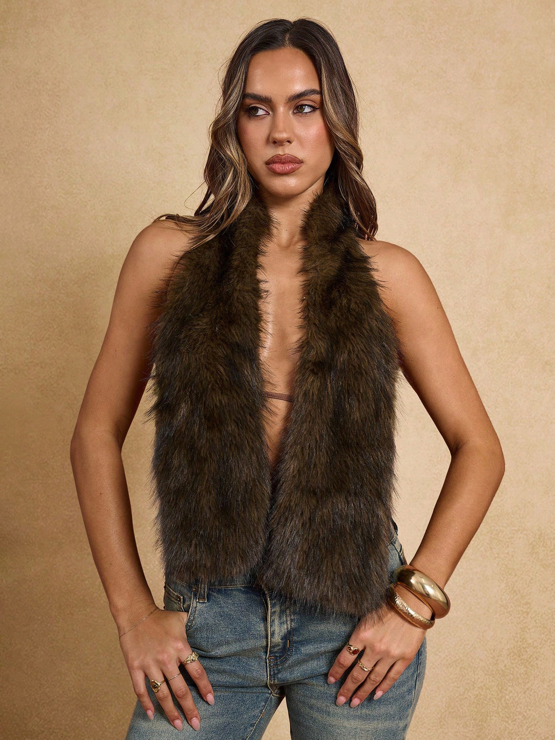 SHEIN top, barna