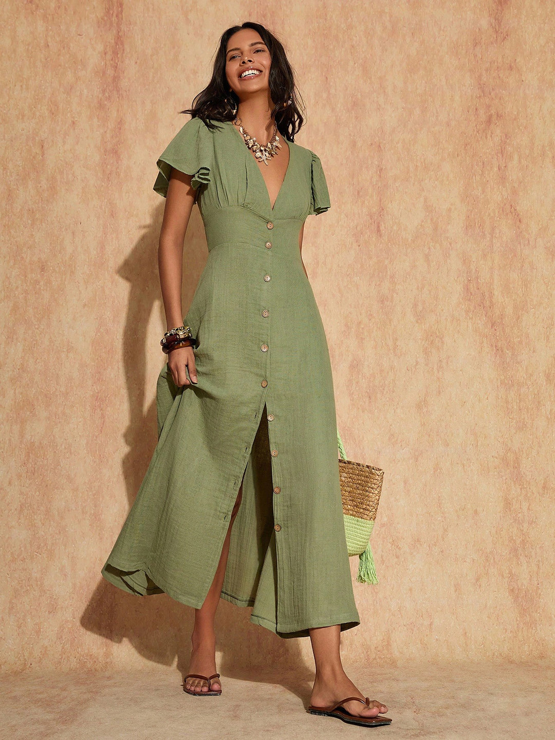 Rochie maxi SHEIN, verde