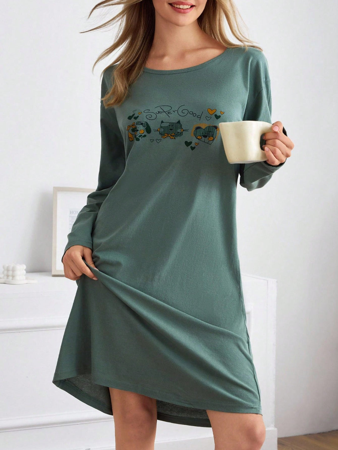Rochie de pijama SHEIN, verde