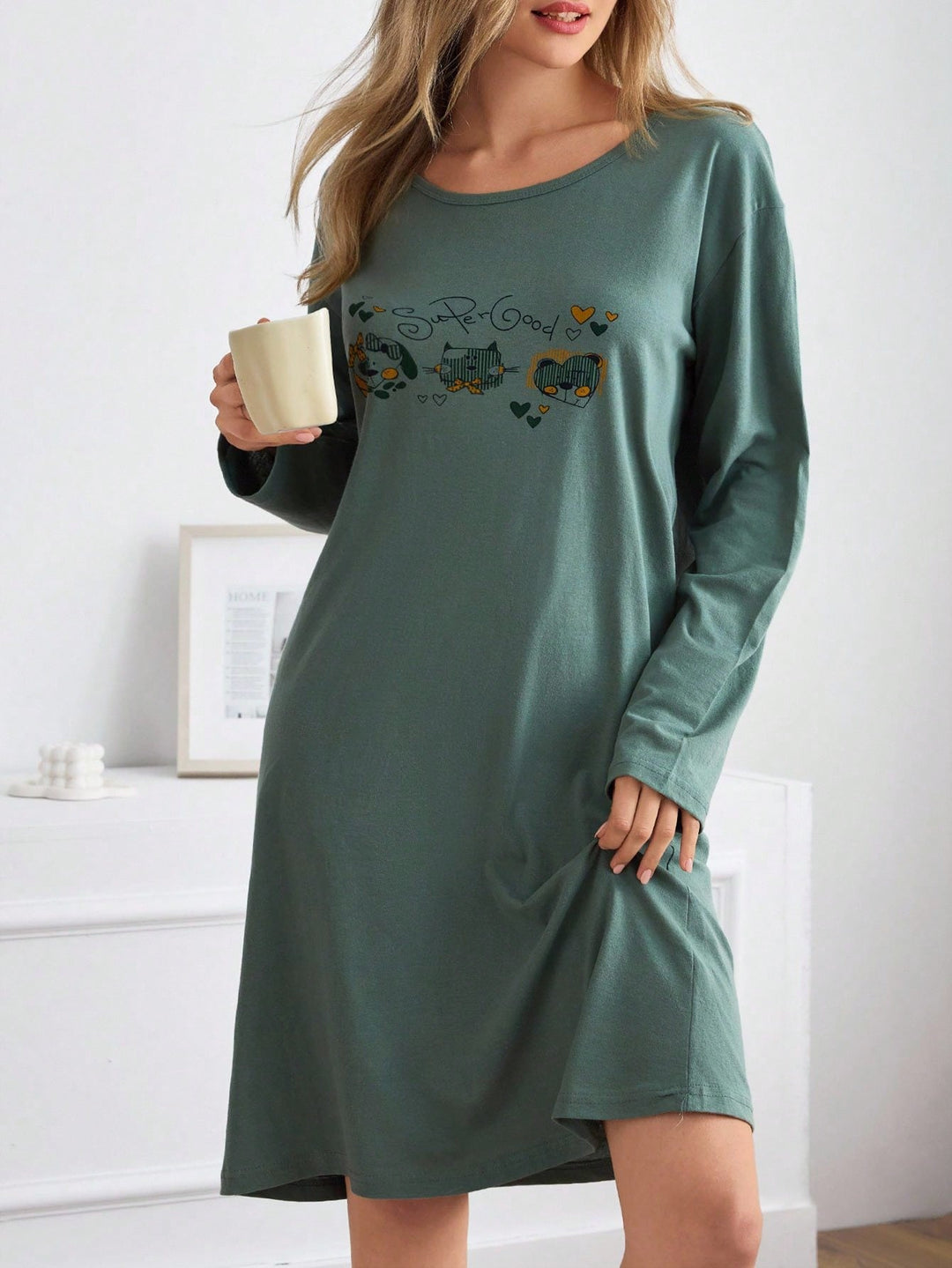 Rochie de pijama SHEIN, verde