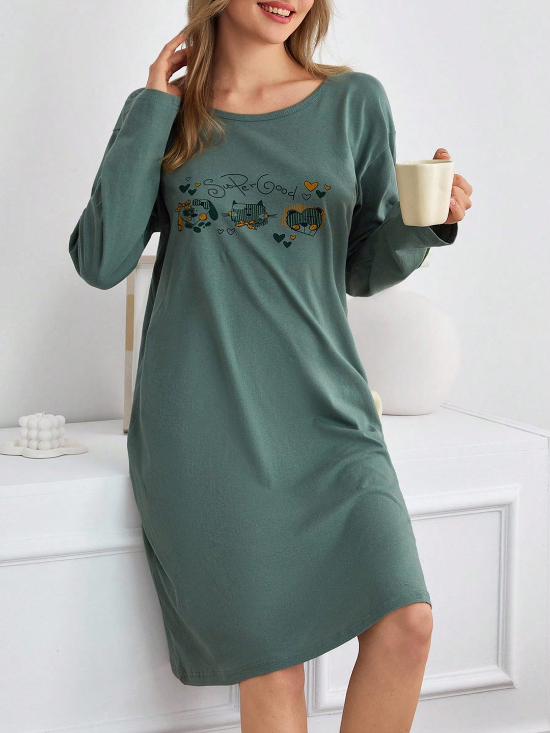 Rochie de pijama SHEIN, verde