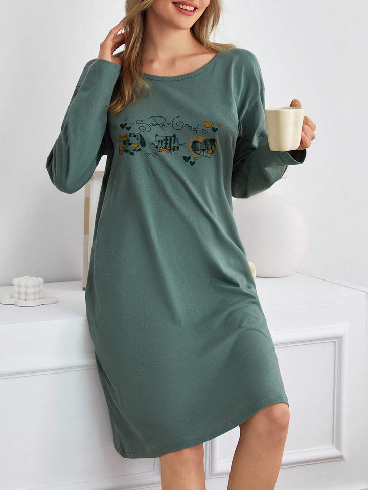 Rochie de pijama SHEIN, verde
