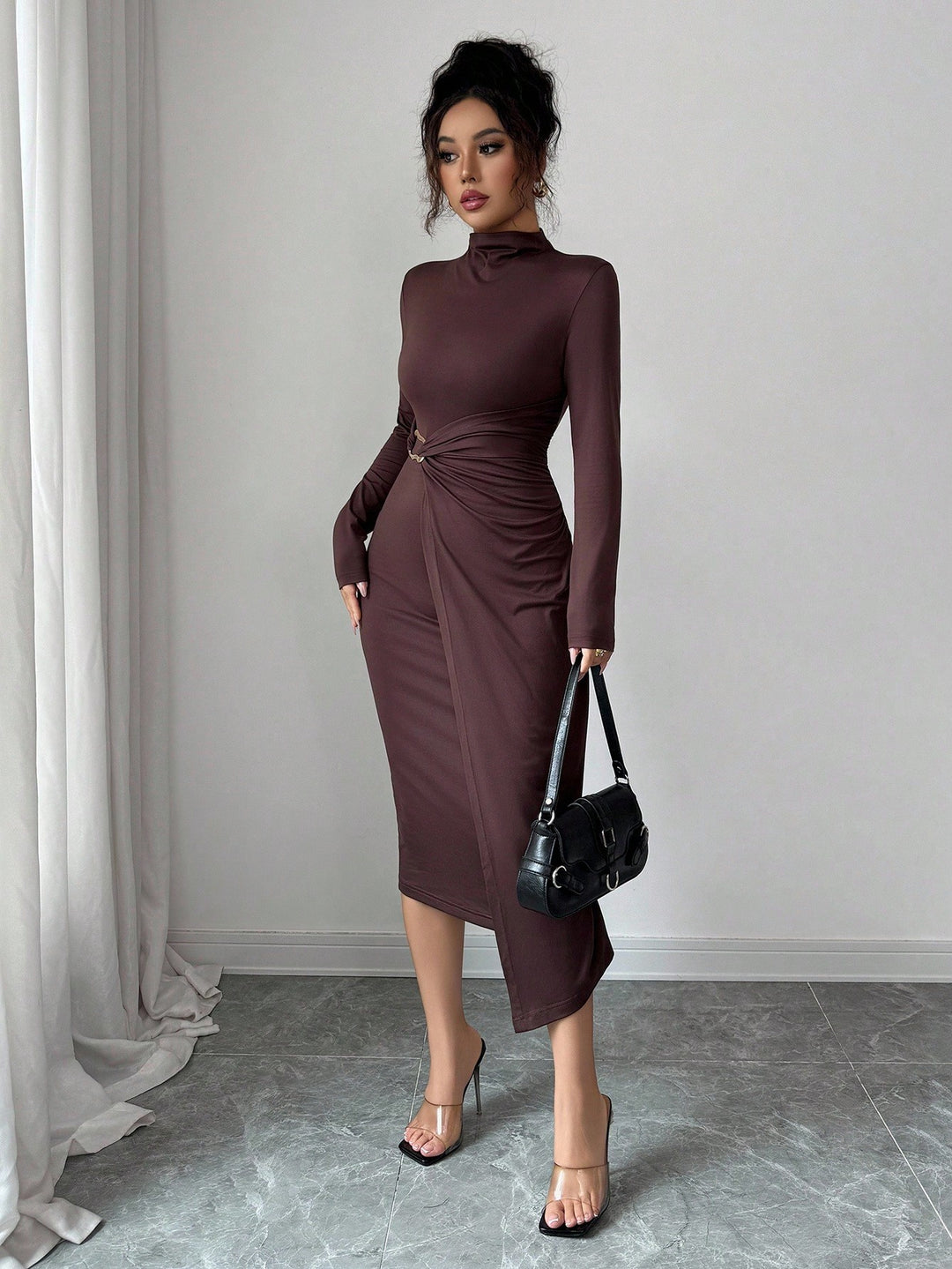 Rochie midi SHEIN, maro