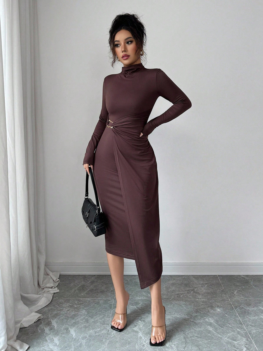 Rochie midi SHEIN, maro