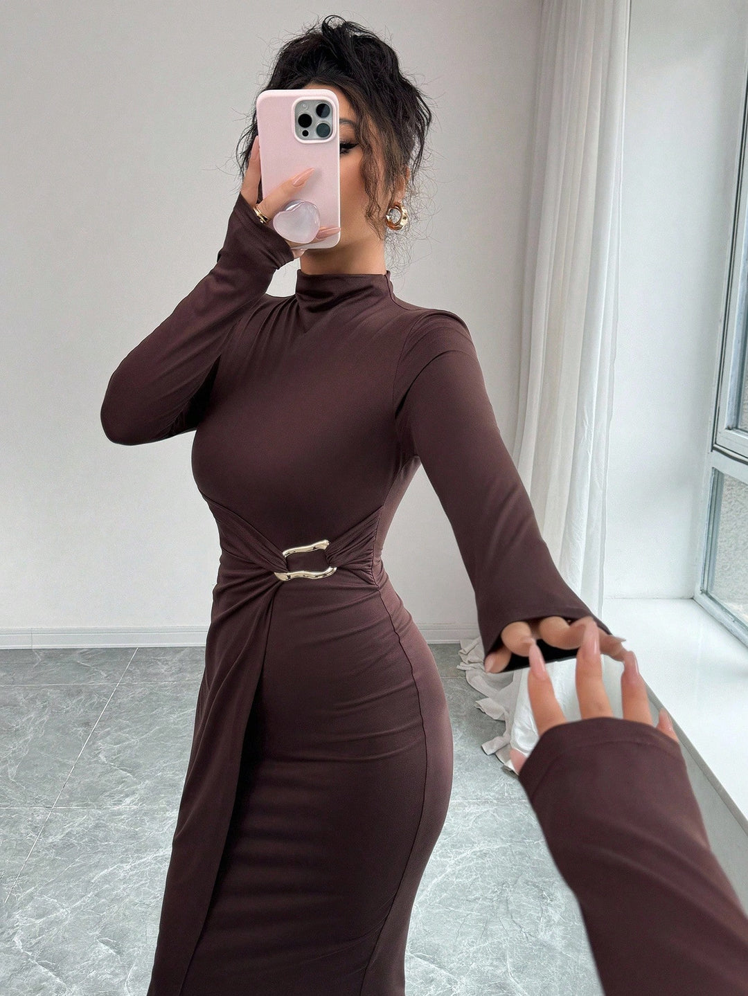 Rochie midi SHEIN, maro
