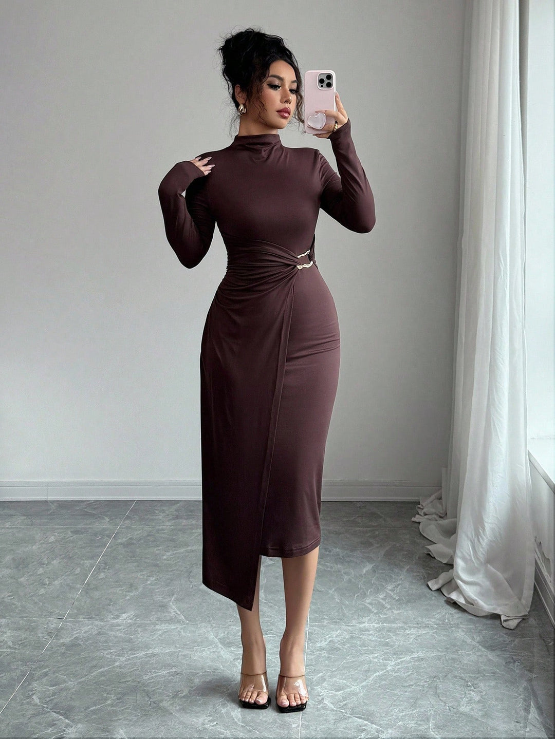 Rochie midi SHEIN, maro
