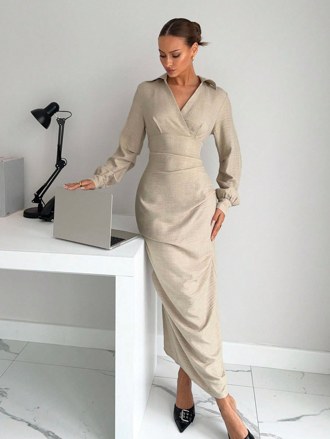 Rochie maxi SHEIN, bej