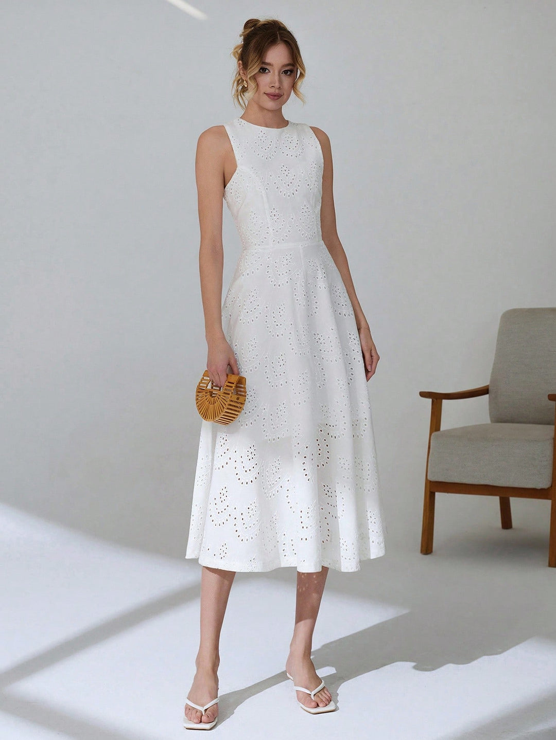 Rochie midi SHEIN, alb