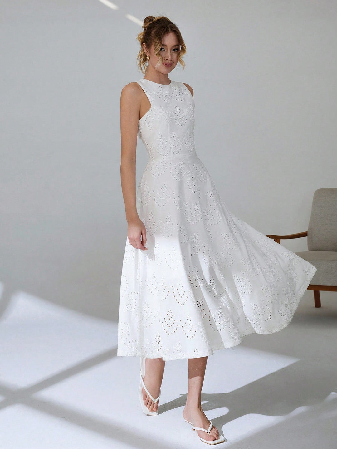 Rochie midi SHEIN, alb
