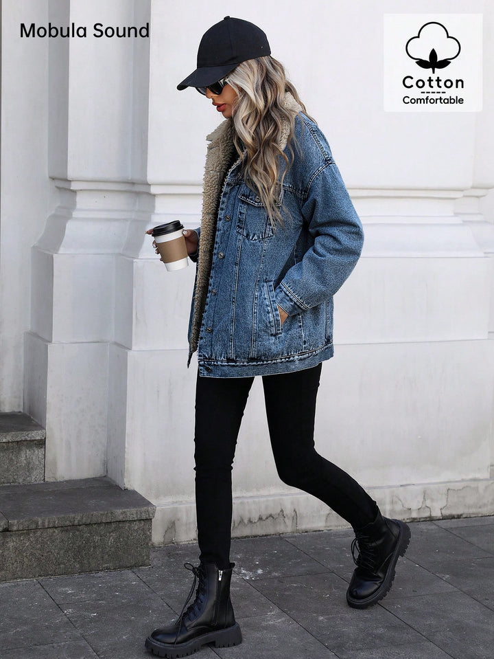 Jachetă denim SHEIN, albastru