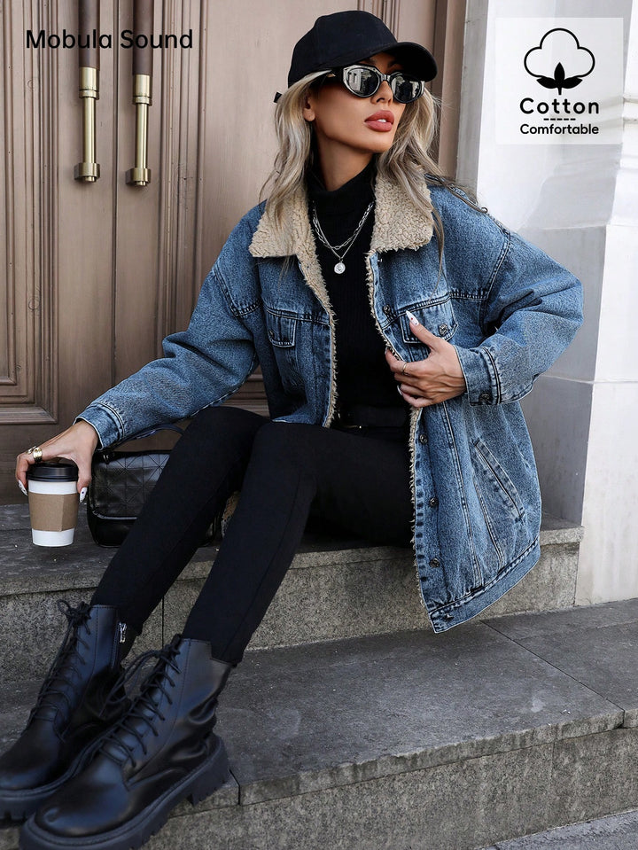 Jachetă denim SHEIN, albastru