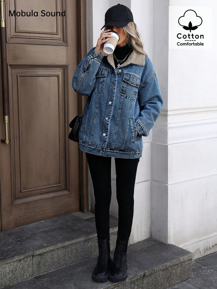 Jachetă denim SHEIN, albastru